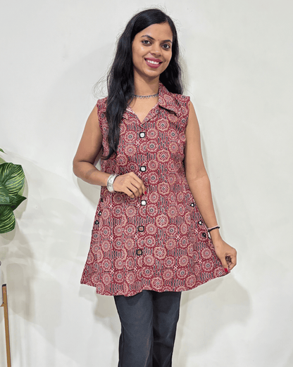 Kiara Ajrakh Short Kurti