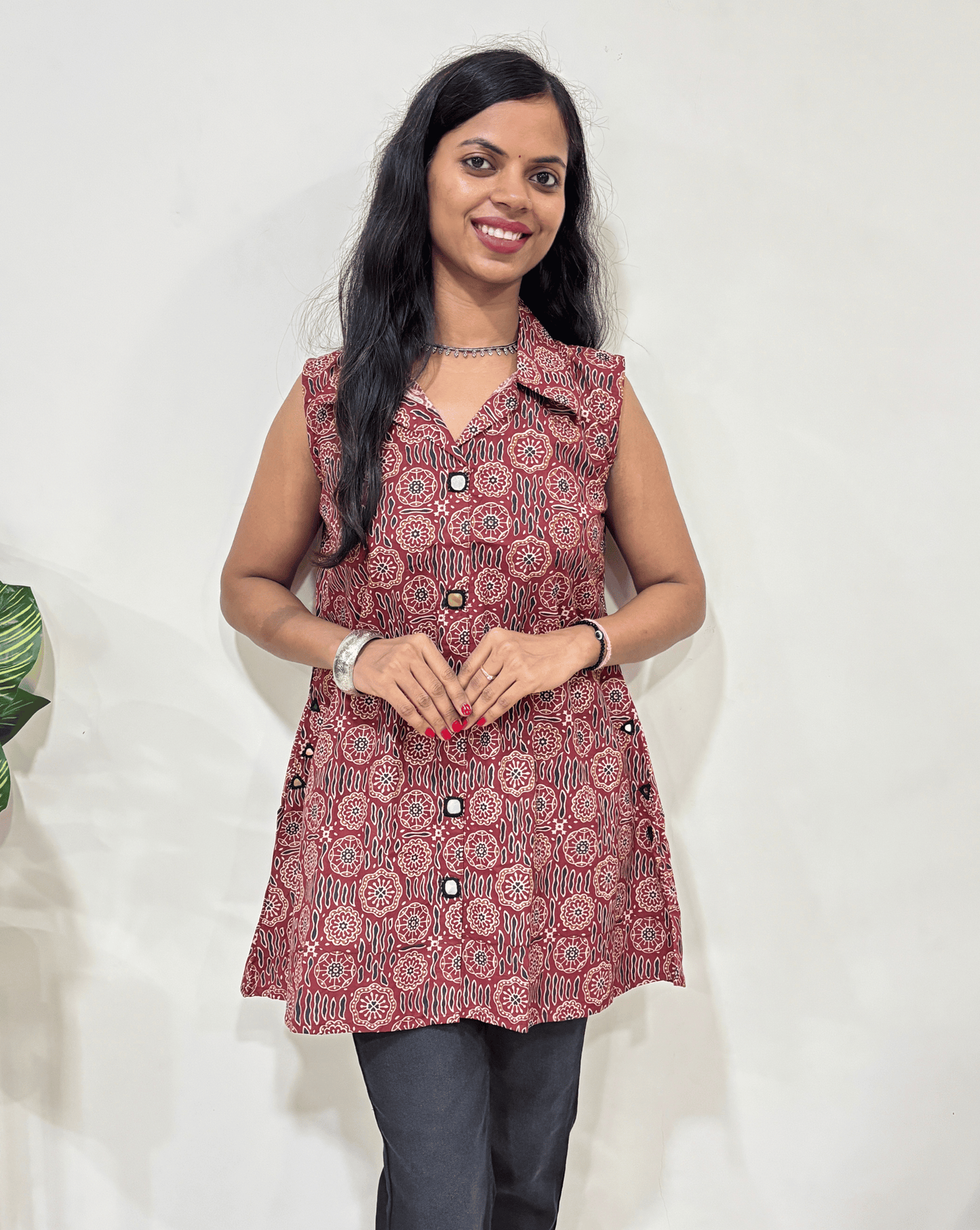Kiara Ajrakh Short Kurti