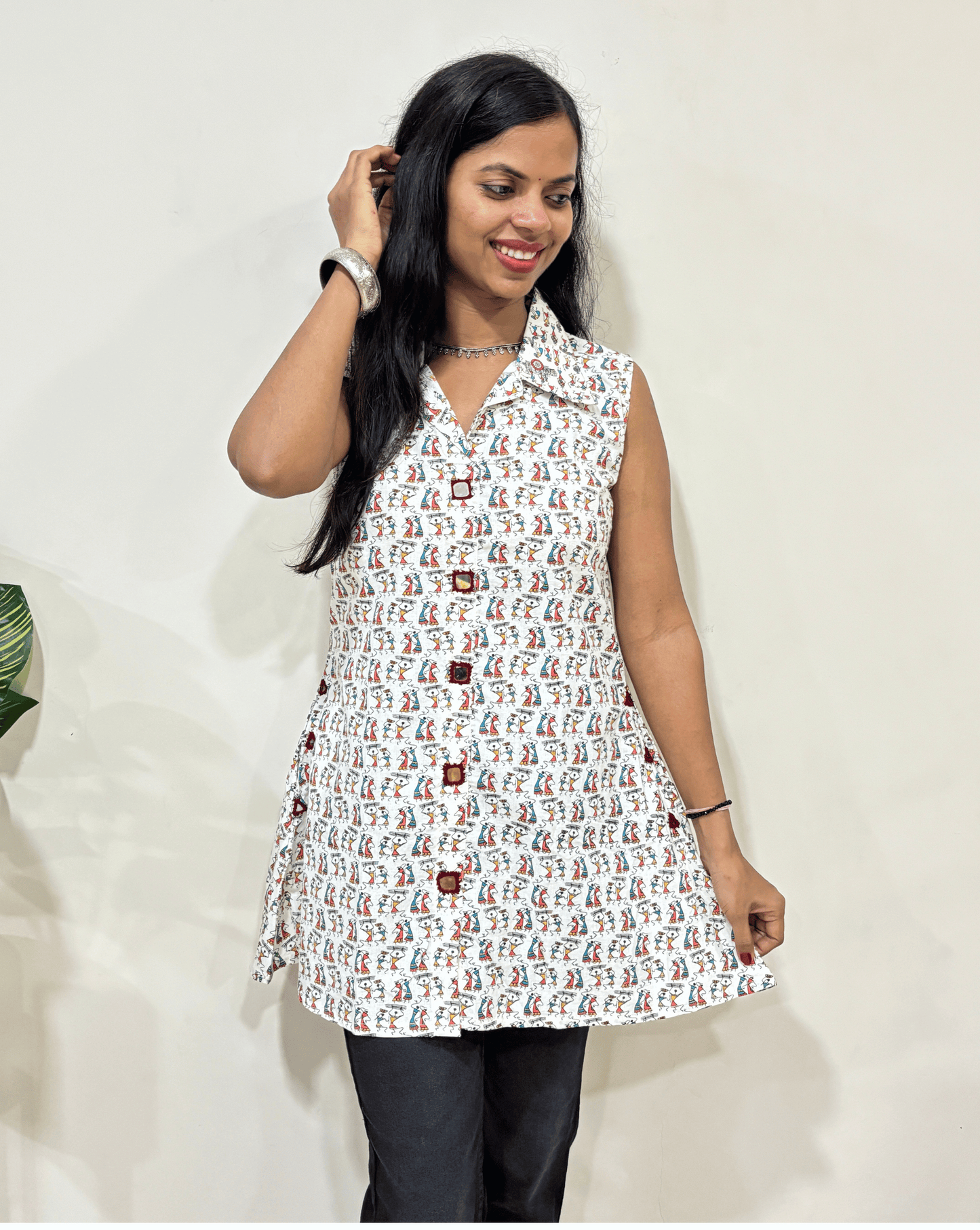Kiara Ajrakh Short Kurti