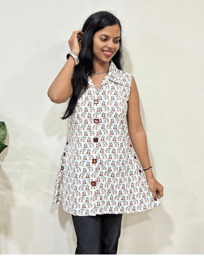 Kiara Ajrakh Short Kurti