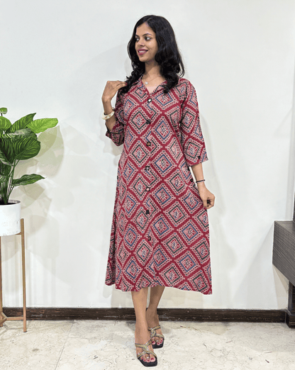 Shirya Bandhani A-line Cotton Long Kurti