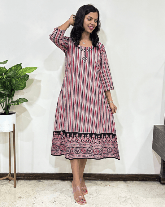 Tiya Strip-line Cotton One Peice