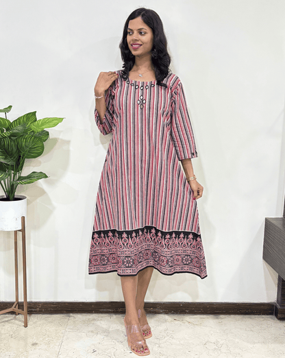 Tiya Strip-line Cotton One Peice