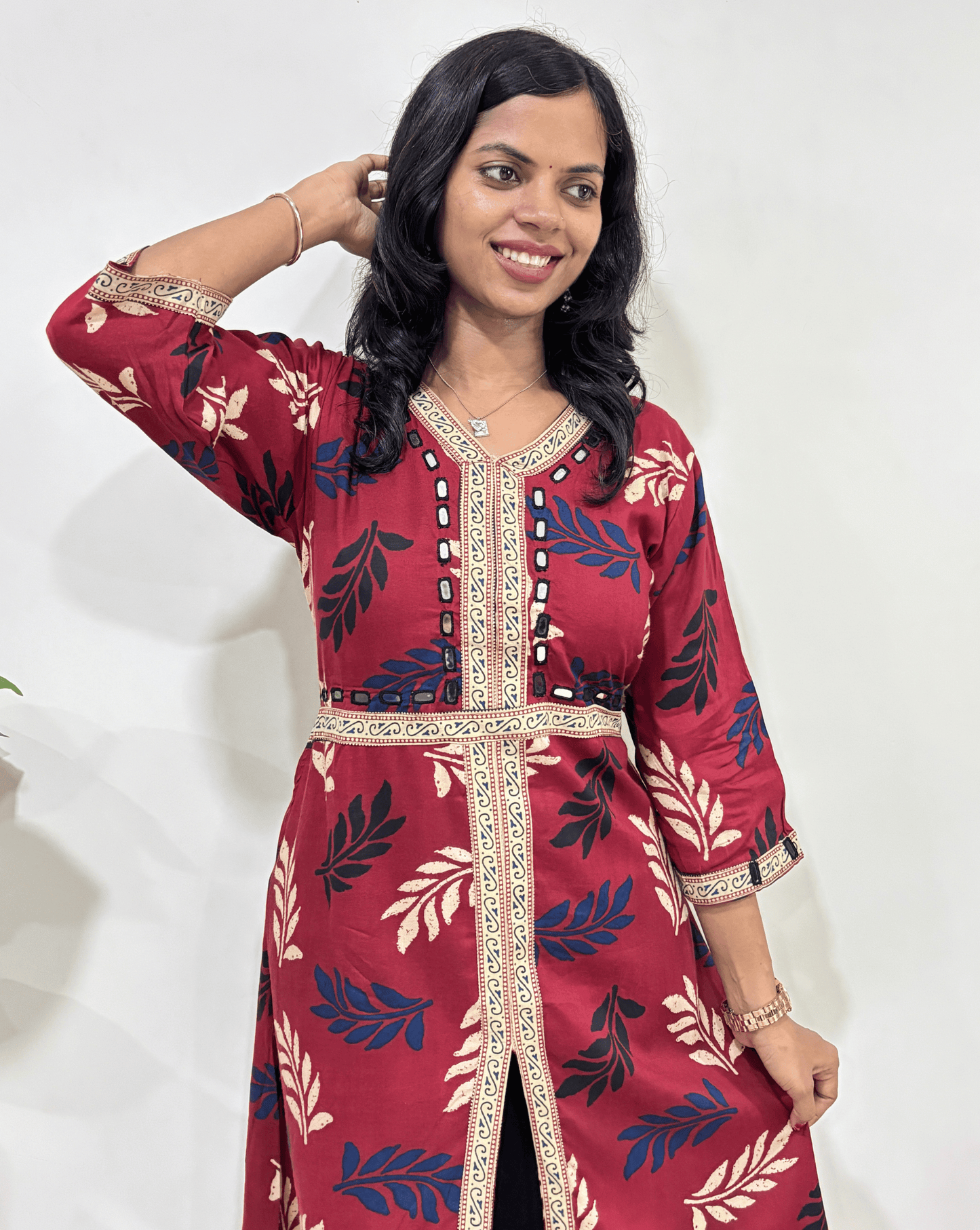 Kashvi Ajrakh A-line Long  Kurti