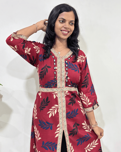 Kashvi Ajrakh A-line Long  Kurti