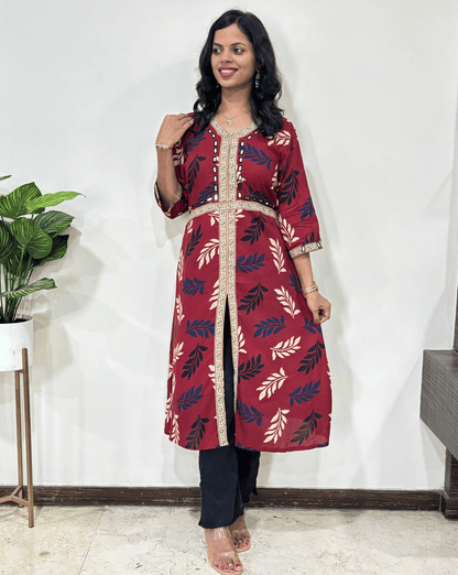 Kashvi Ajrakh A-line Long  Kurti