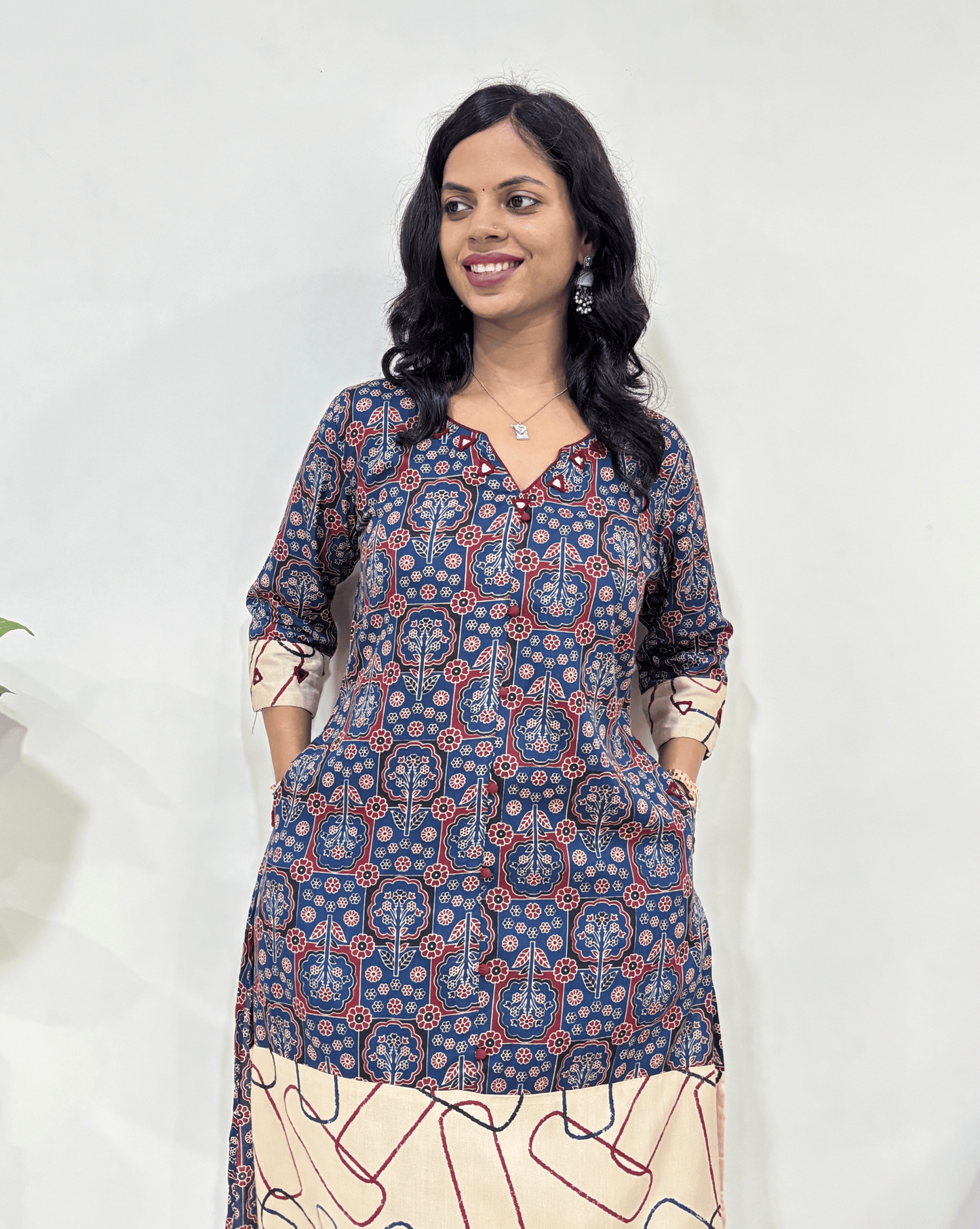 Anvika Ajrakh Straight  Long Kurti
