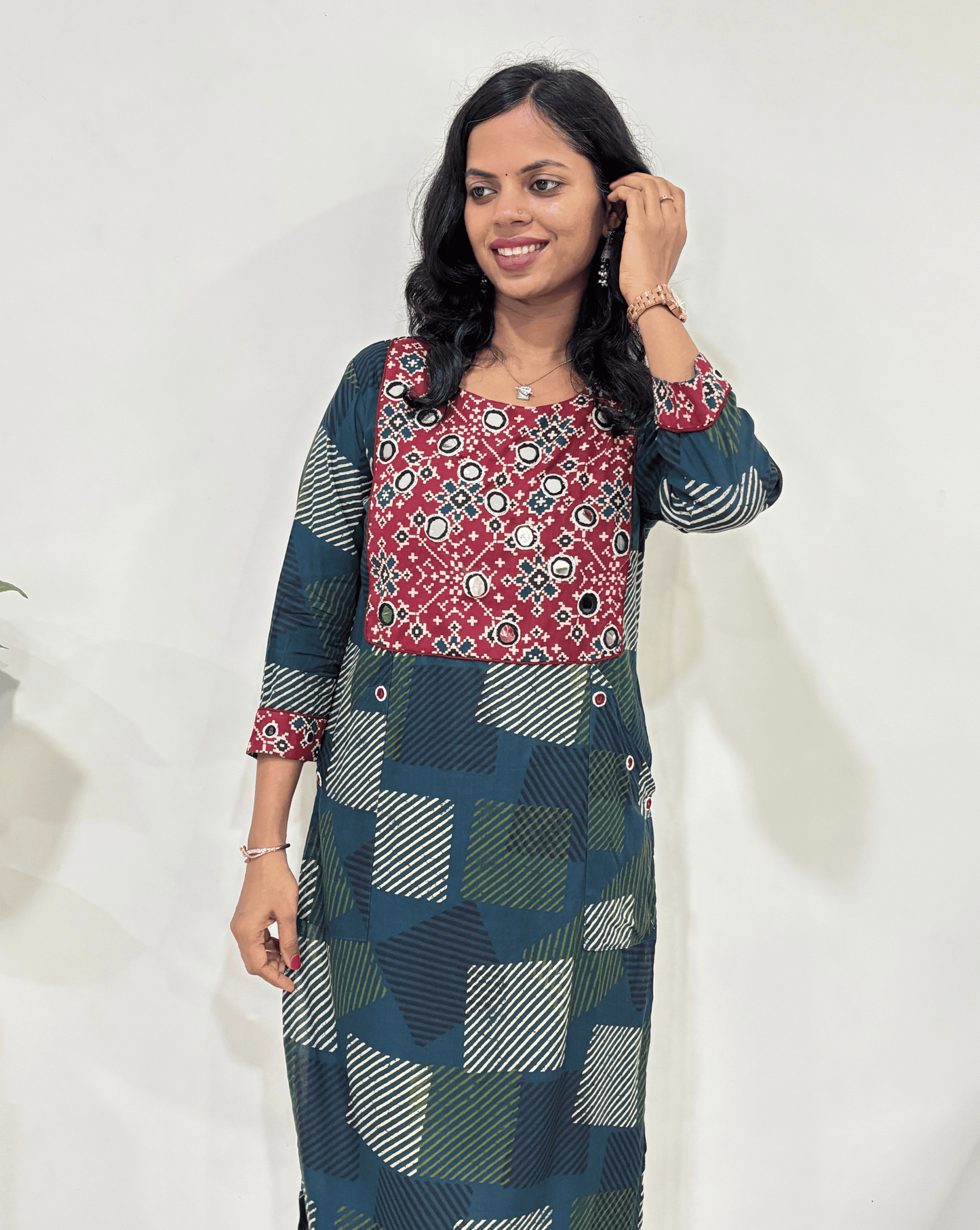 Kangna Ajrakh Straight Long Kurti
