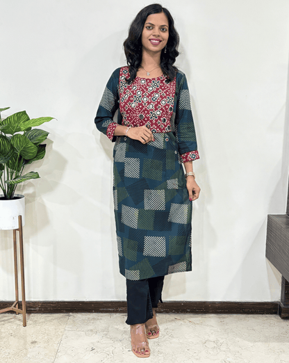 Kangna Ajrakh Straight Long Kurti