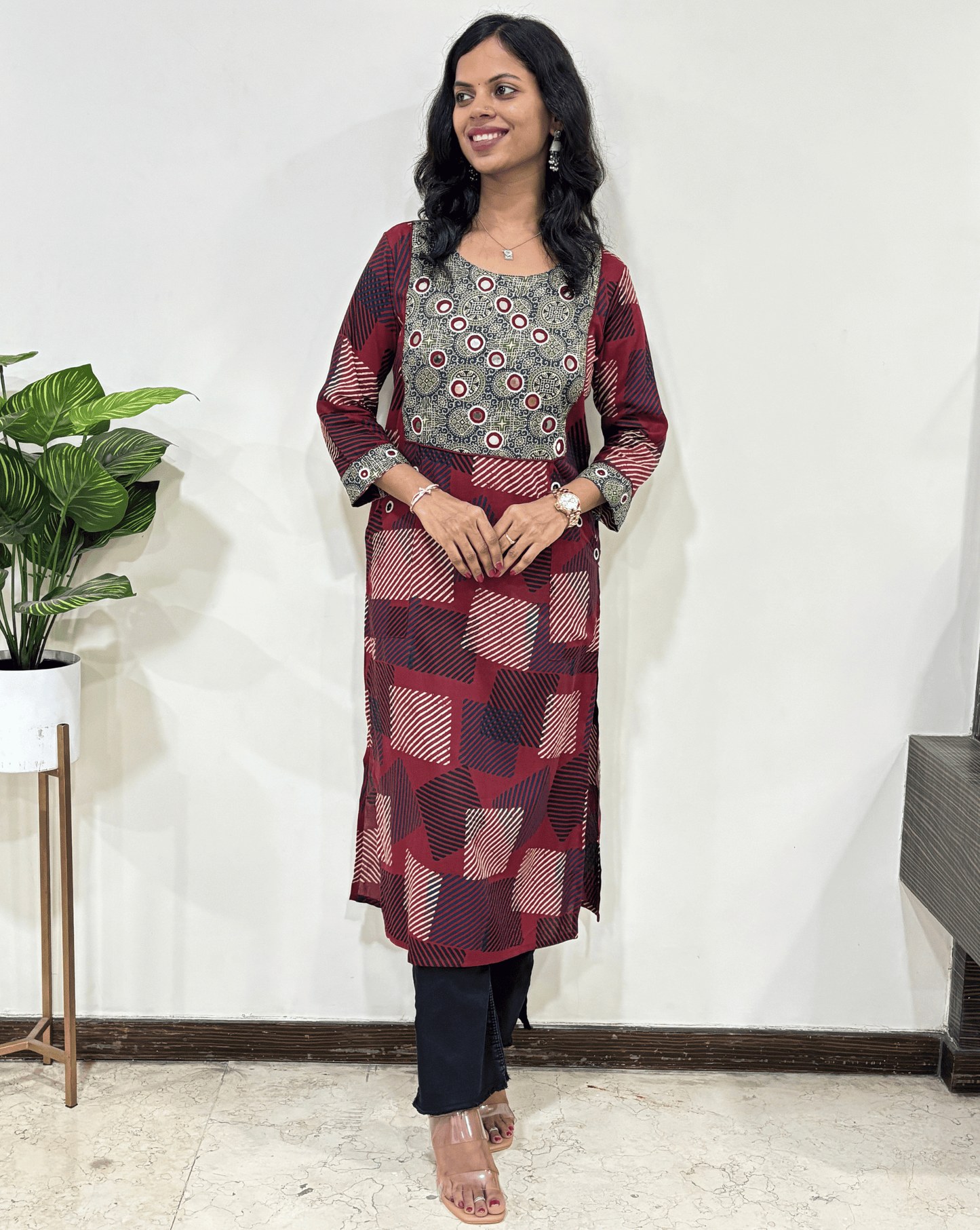 Kangna Ajrakh Straight Long Kurti