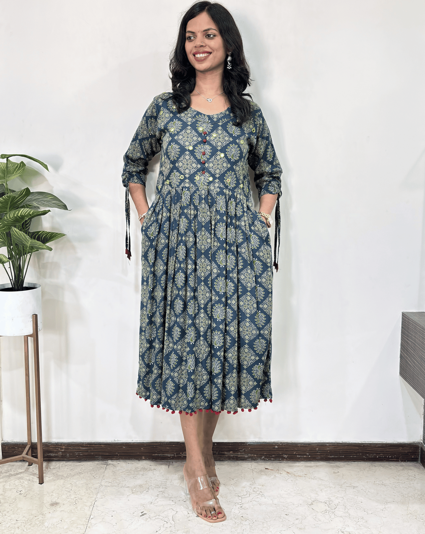 Niyati Ajrakh Peacock Long Kurti