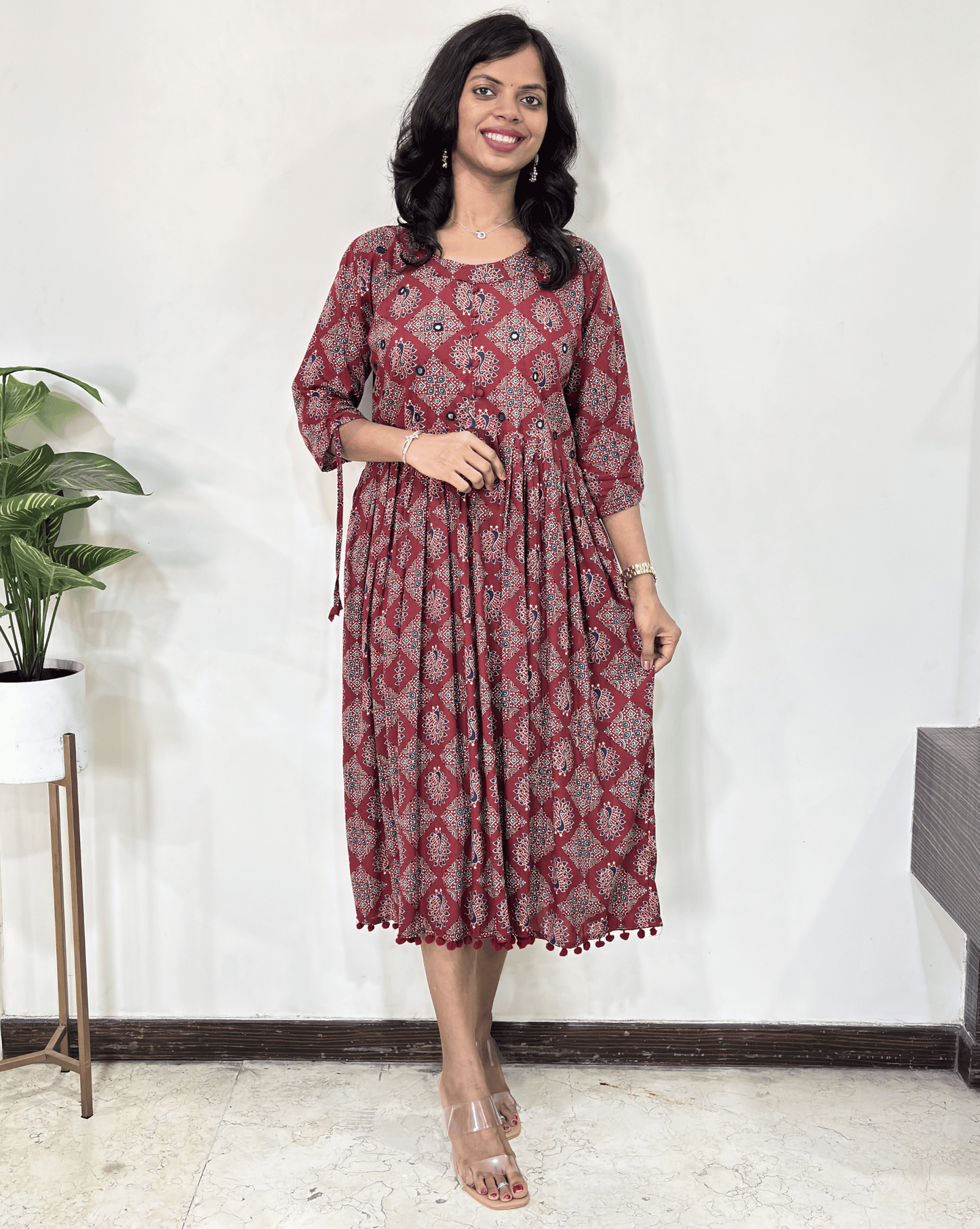 Niyati Ajrakh Peacock Long Kurti
