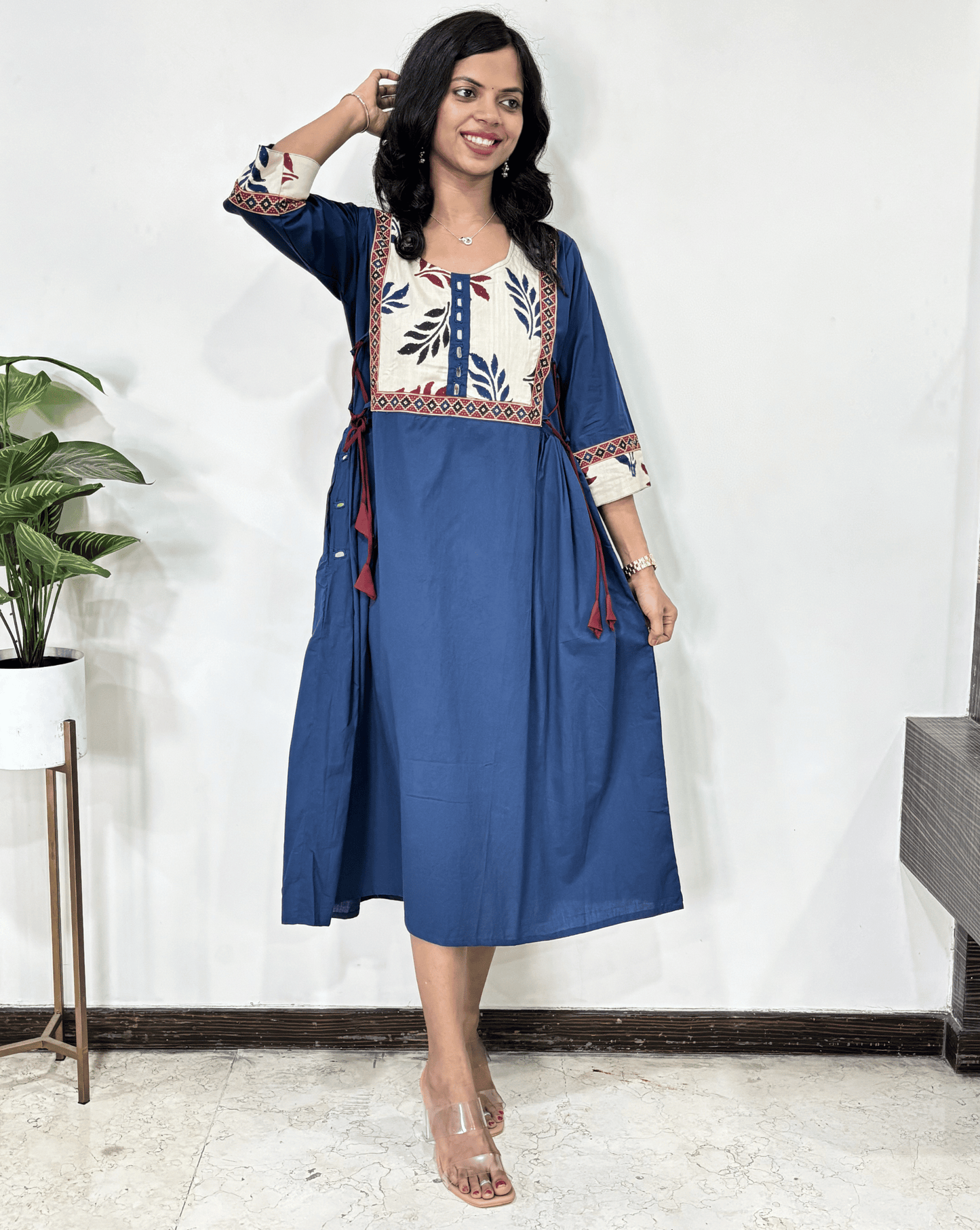 Ishani Ajrakh A-line Long Kurti