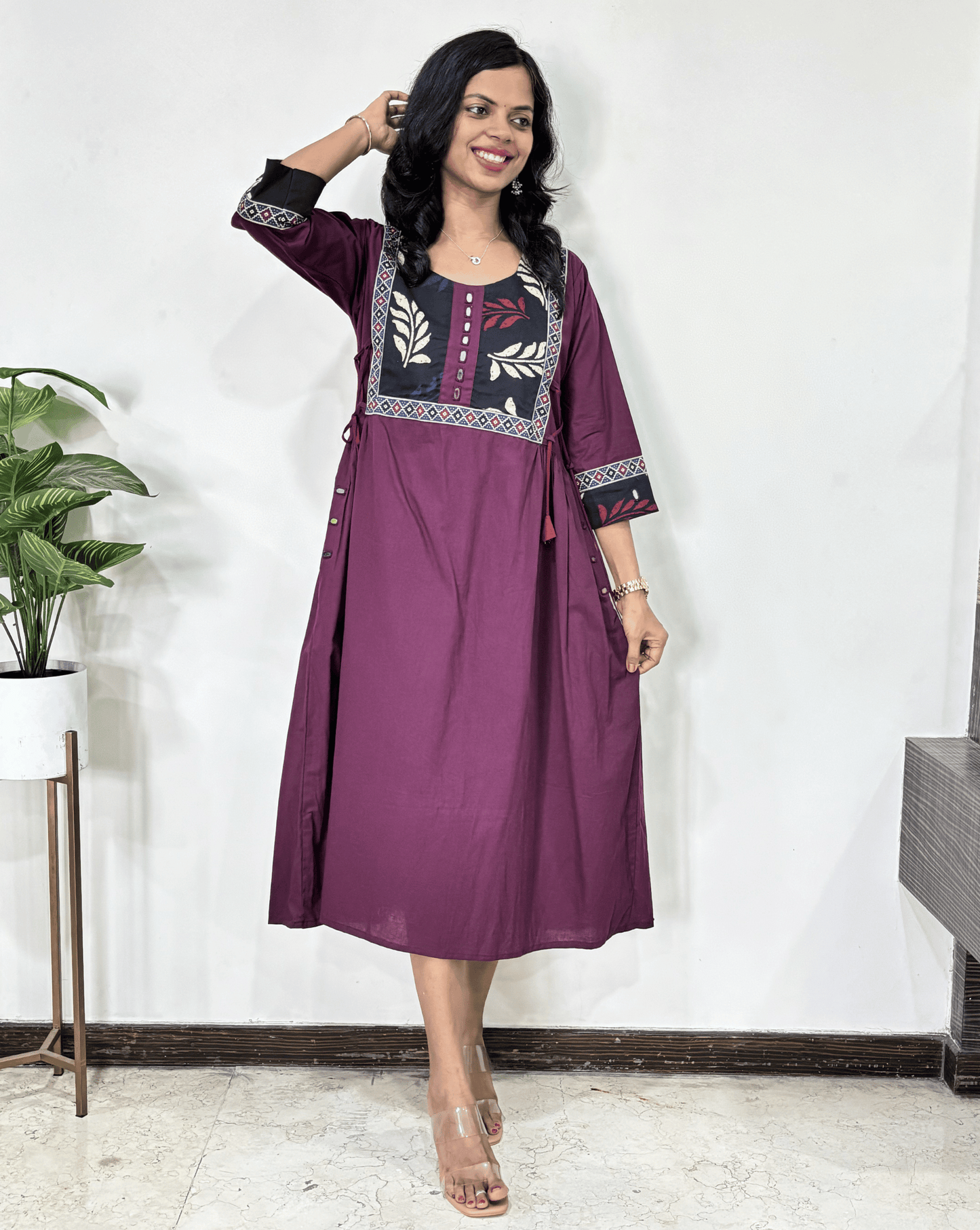 Ishani Ajrakh A-line Long Kurti