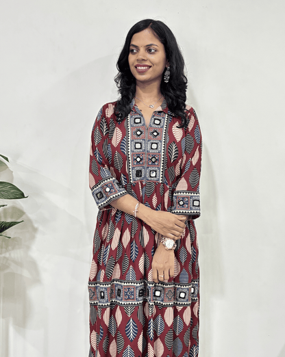 Deepika Ajrakh Long Kurti