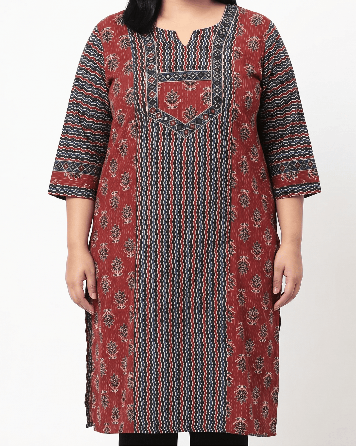 Vasudha Plus Size Ajrakh Long Kurti