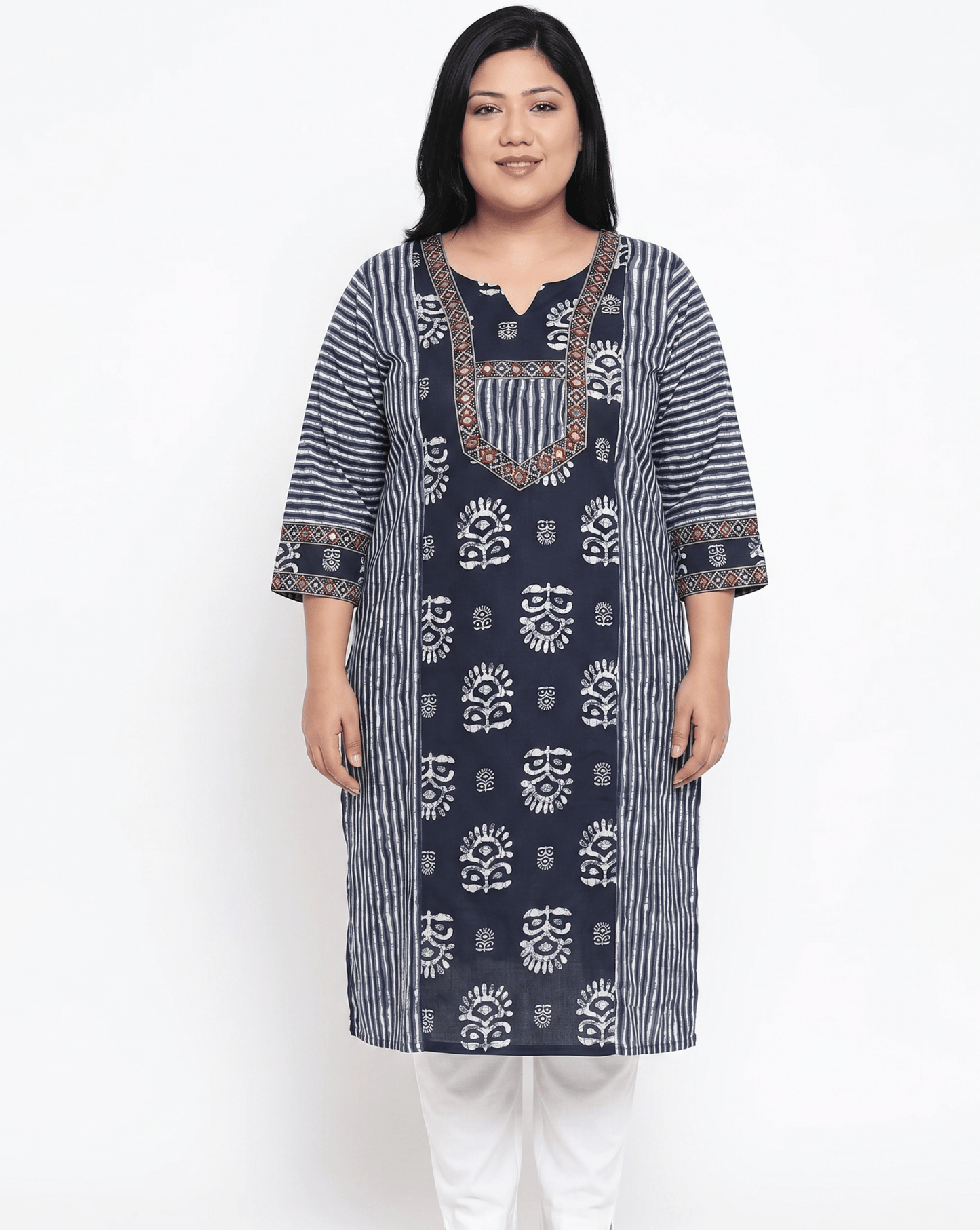 Vasudha Plus Size Ajrakh Long Kurti