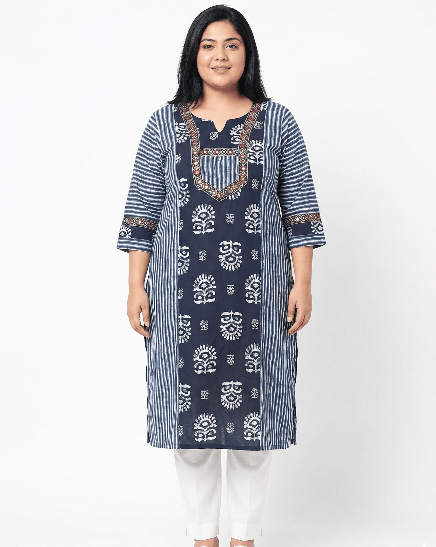 Vasudha Plus Size Ajrakh Long Kurti