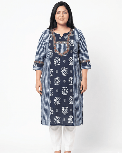 Vasudha Plus Size Ajrakh Long Kurti