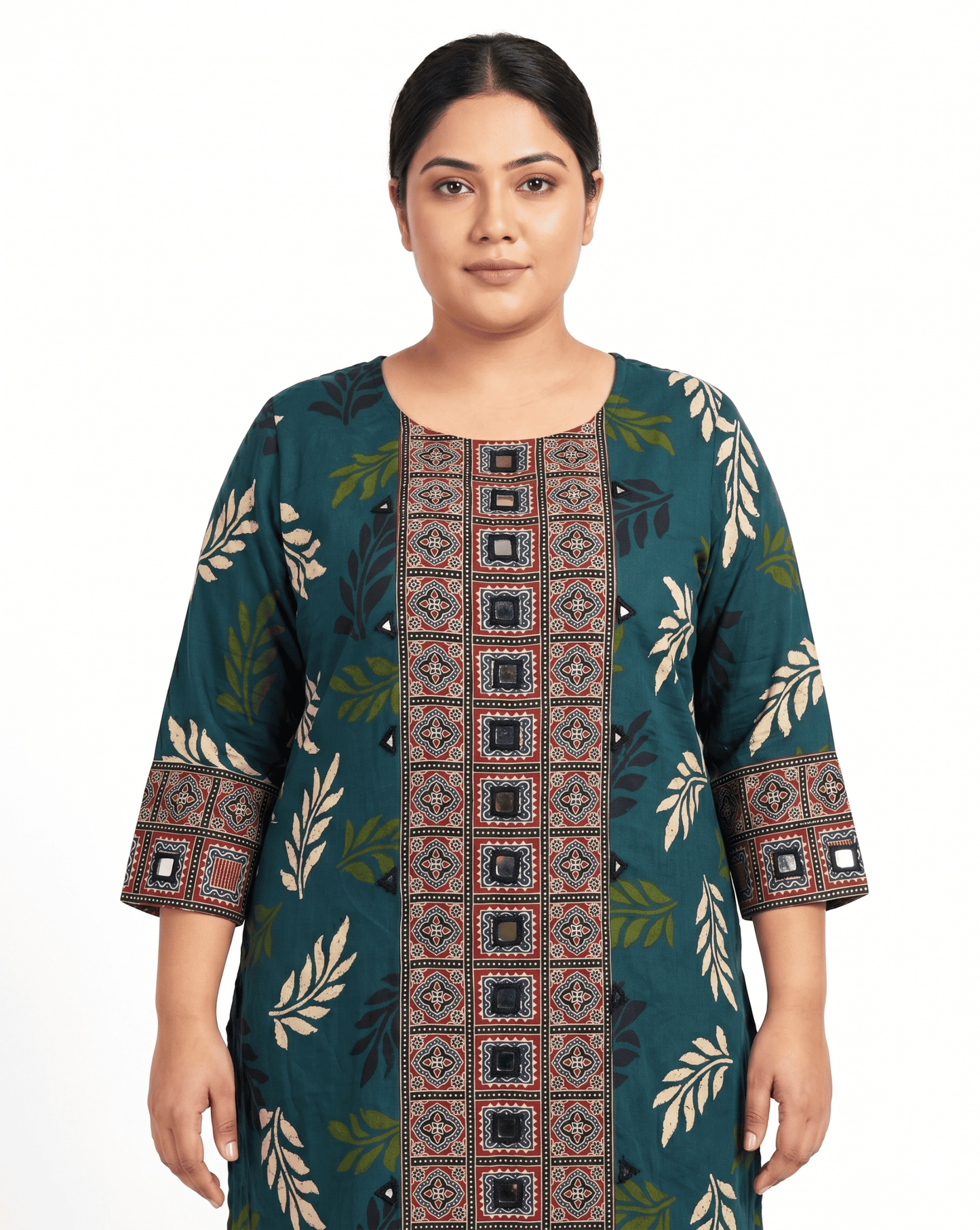 Rashmika Plus Size Ajarkh Short Kurti