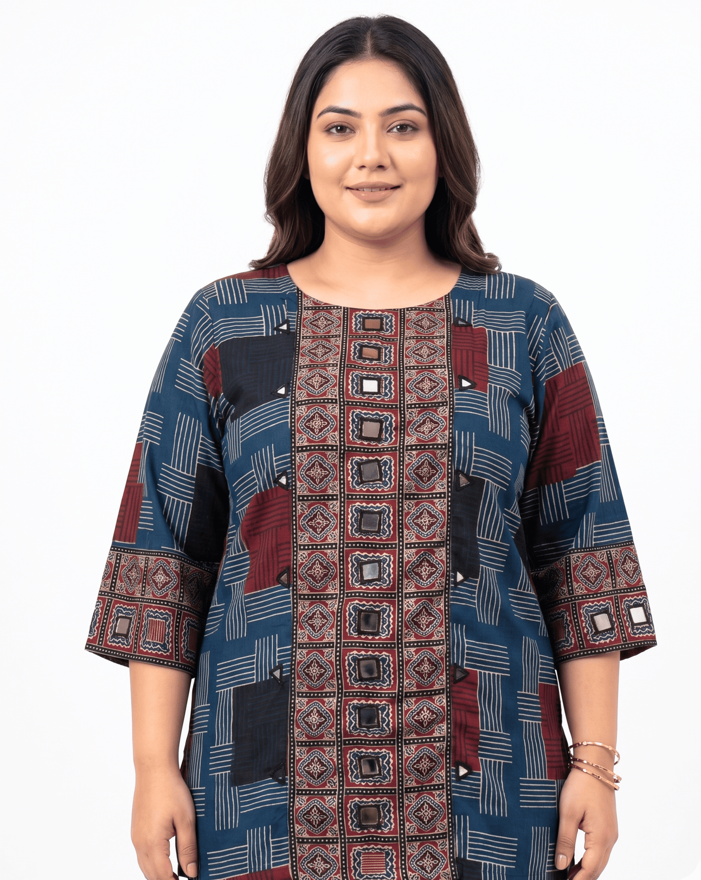 Rashmika Plus Size Ajarkh Short Kurti