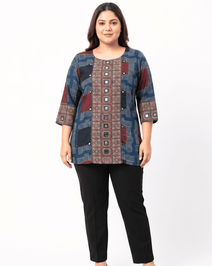 Rashmika Plus Size Ajarkh Short Kurti