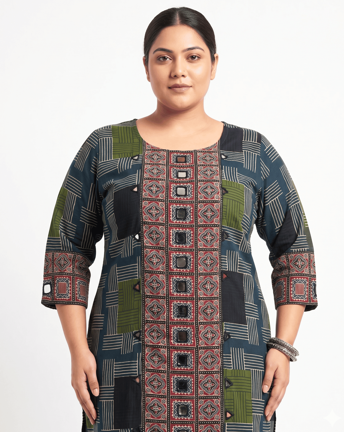 Rashmika Plus Size Ajarkh Short Kurti