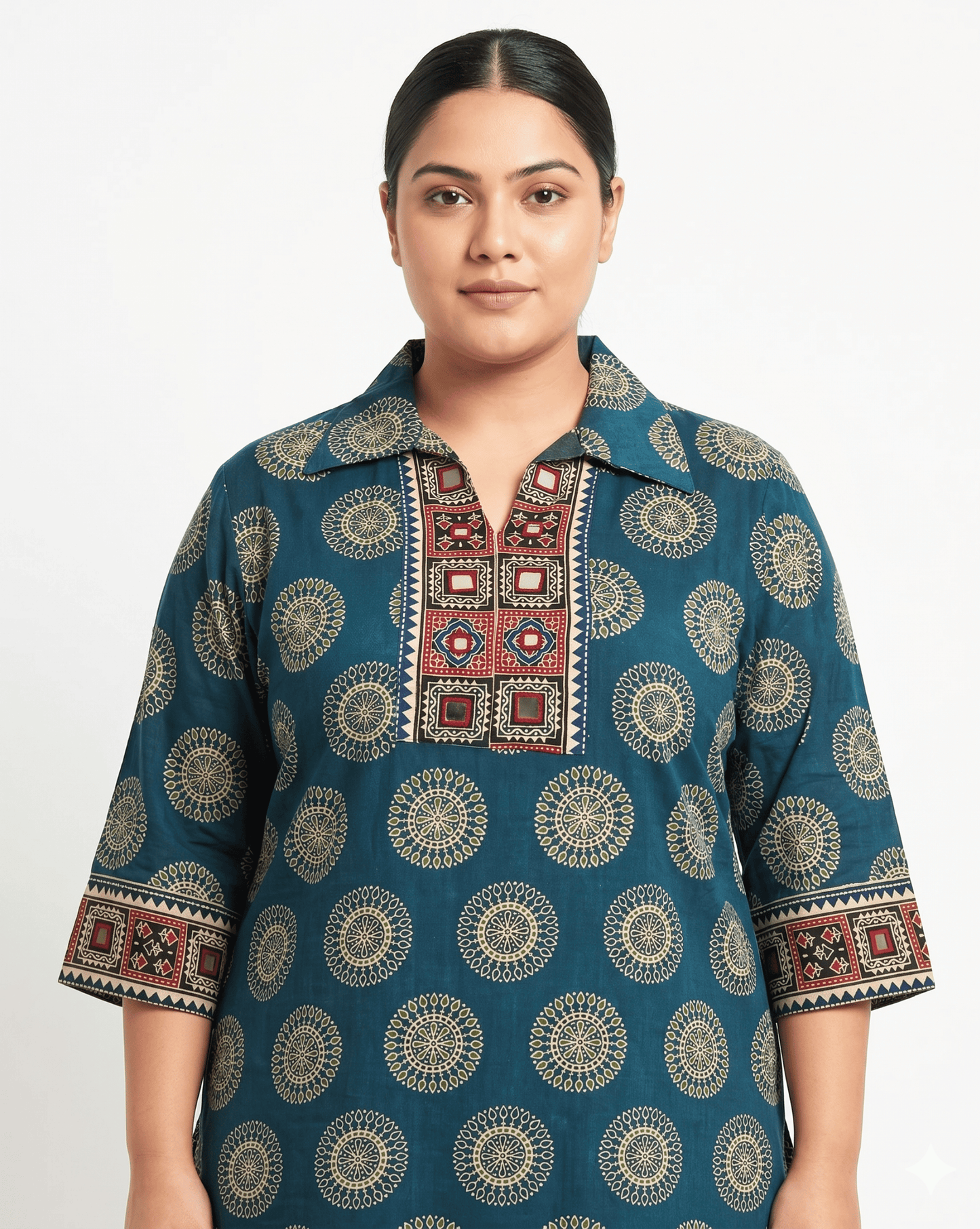 Kanishka Plus Size Collar Long Kurti
