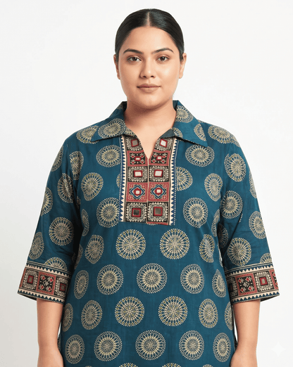 Kanishka Plus Size Collar Long Kurti