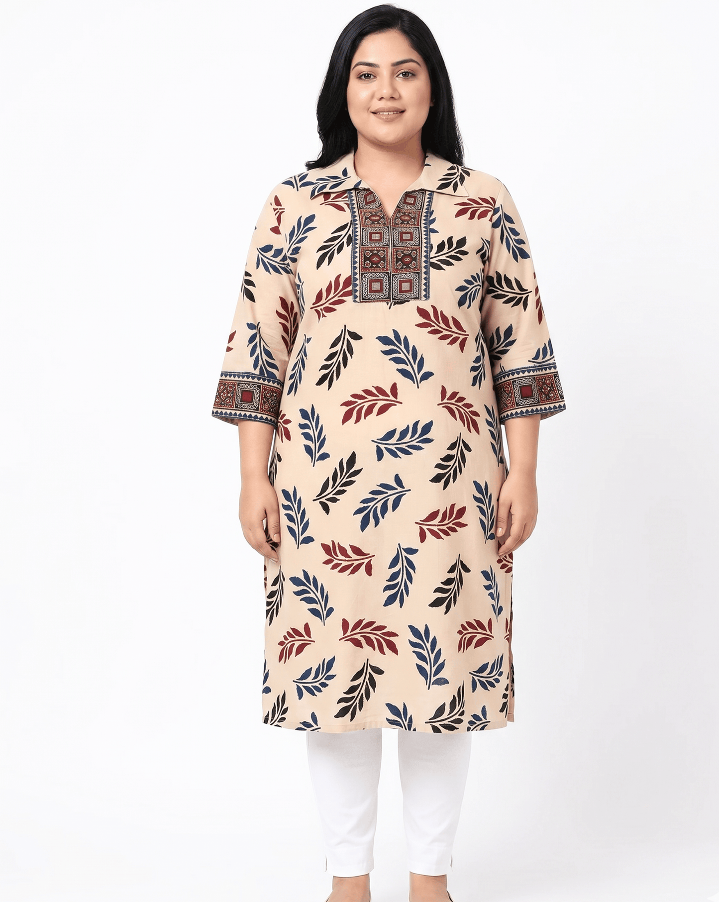 Kanishka Plus Size Collar Long Kurti