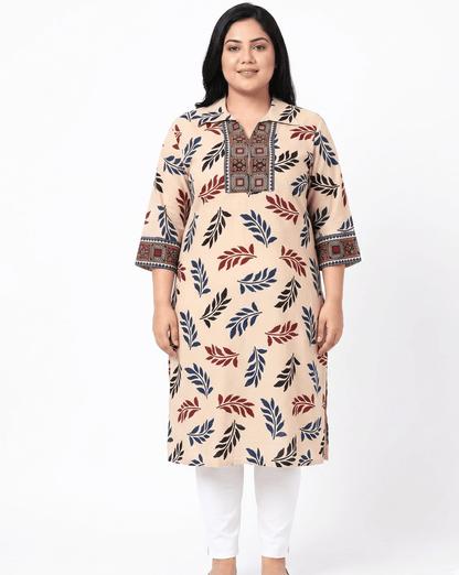 Kanishka Plus Size Collar Long Kurti