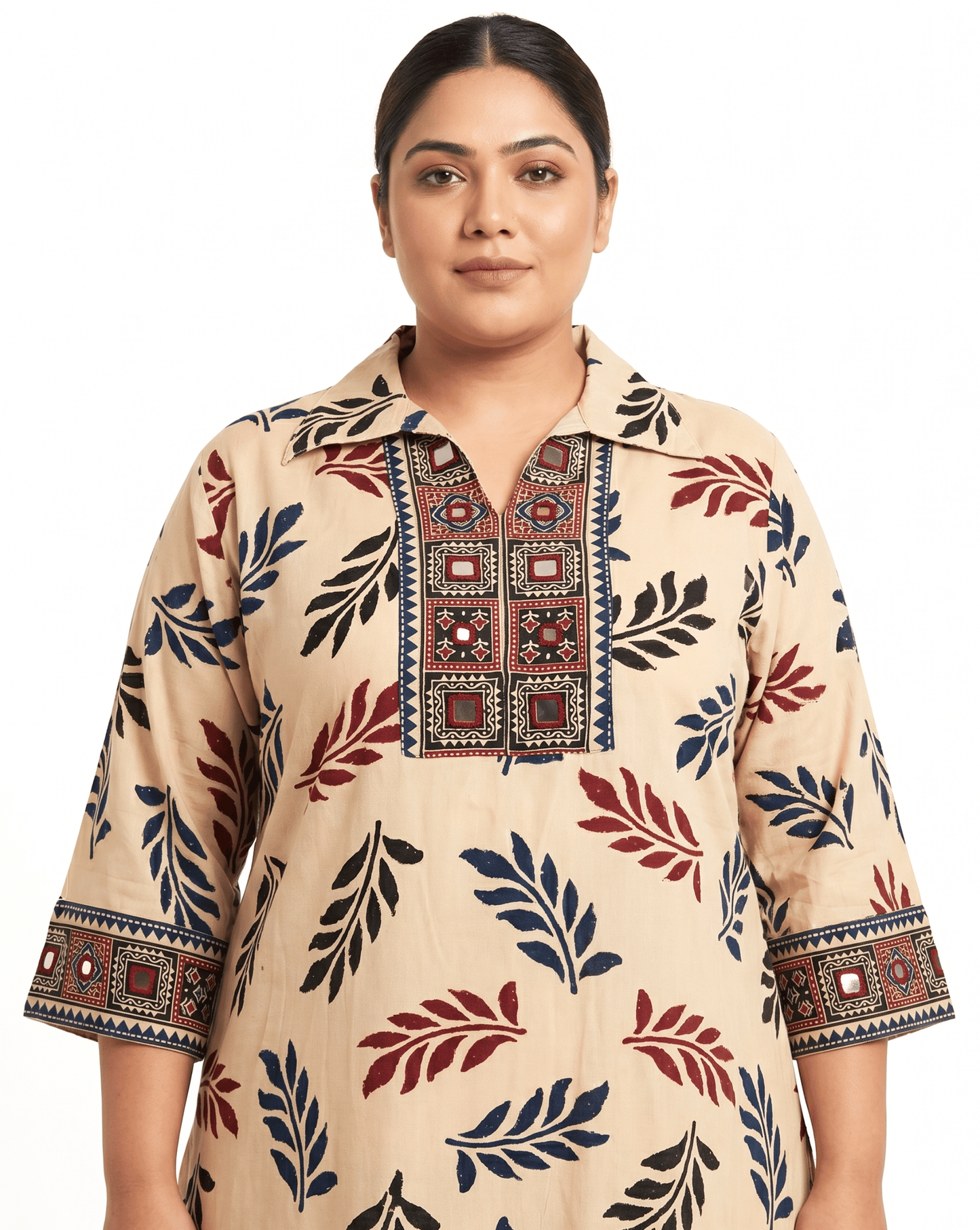 Kanishka Plus Size Collar Long Kurti