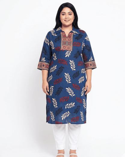 Kanishka Plus Size Collar Long Kurti