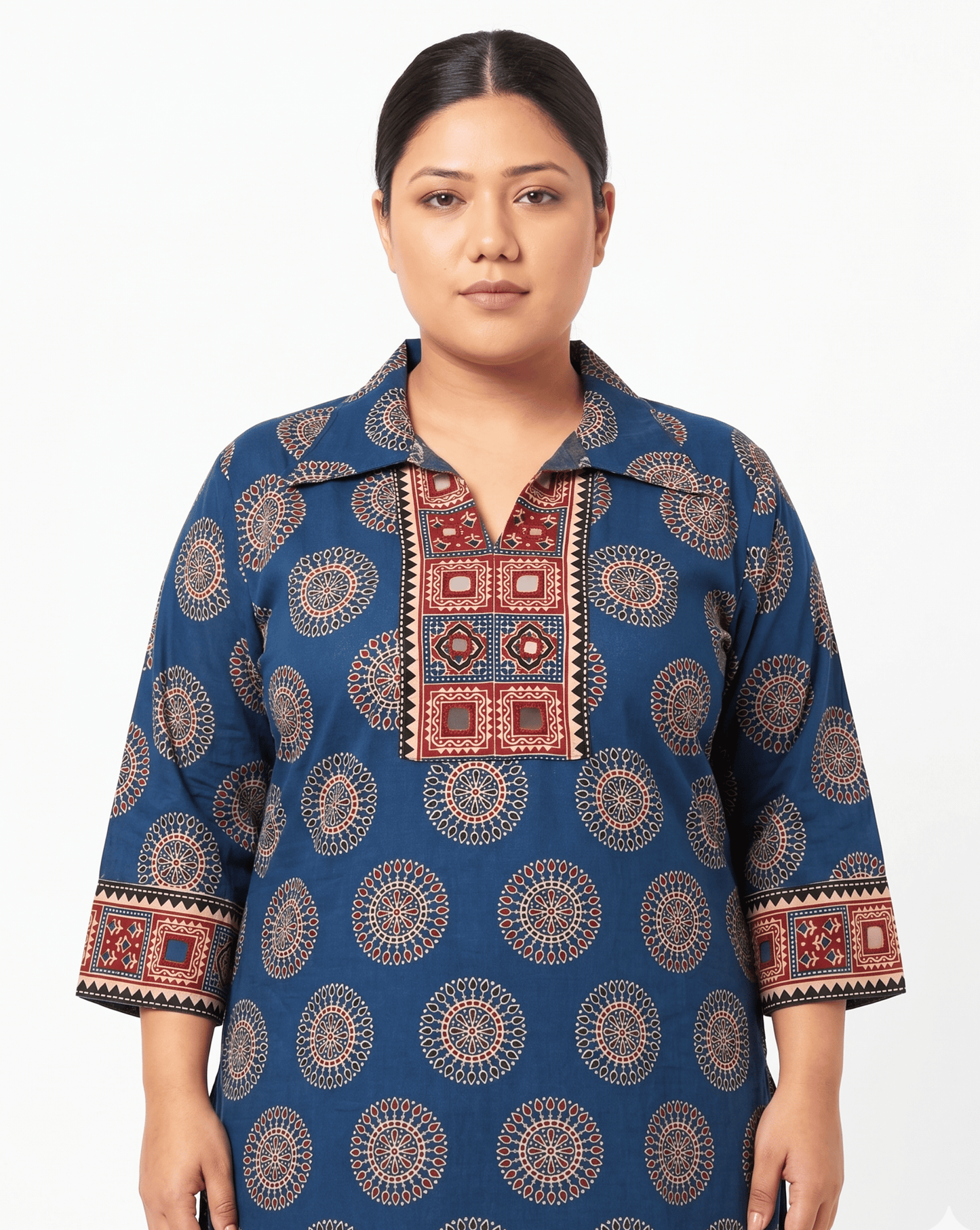 Kanishka Plus Size Collar Long Kurti