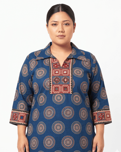 Kanishka Plus Size Collar Long Kurti