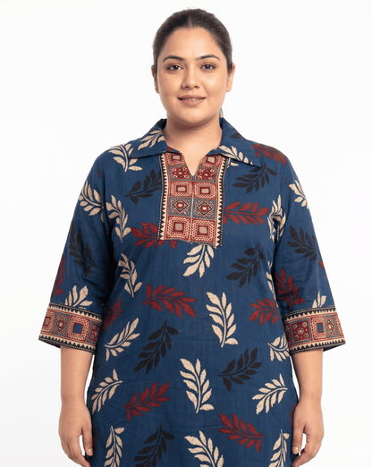 Kanishka Plus Size Collar Long Kurti