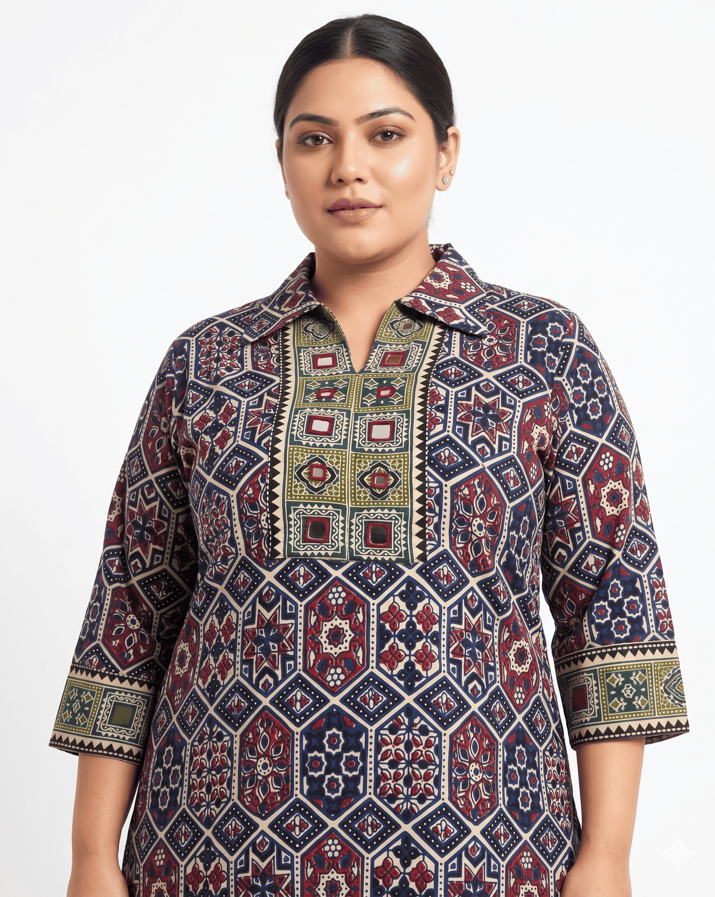Kanishka Plus Size Collar Long Kurti