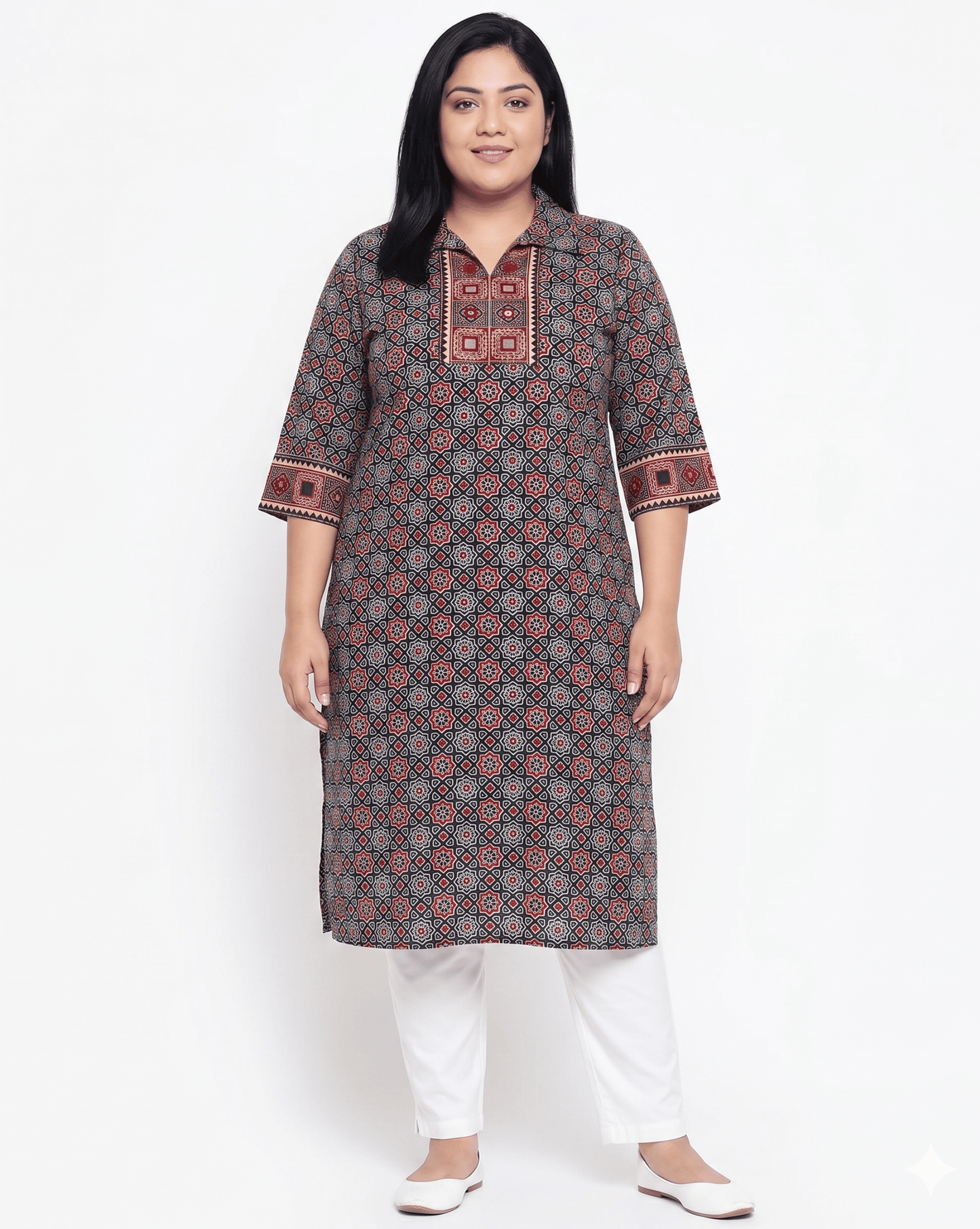 Kanishka Plus Size Collar Long Kurti