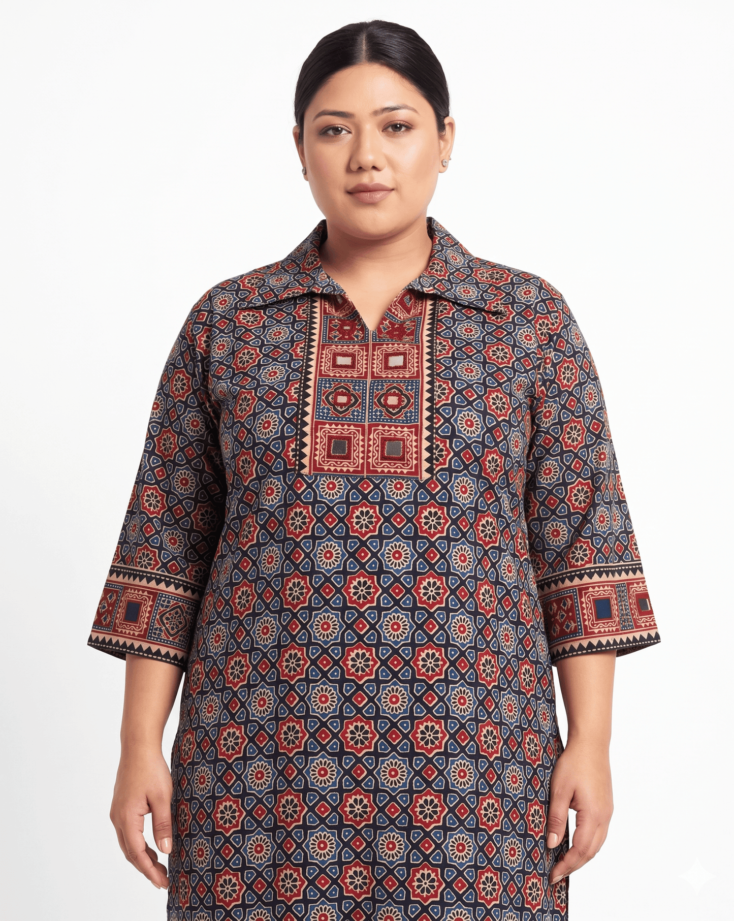 Kanishka Plus Size Collar Long Kurti
