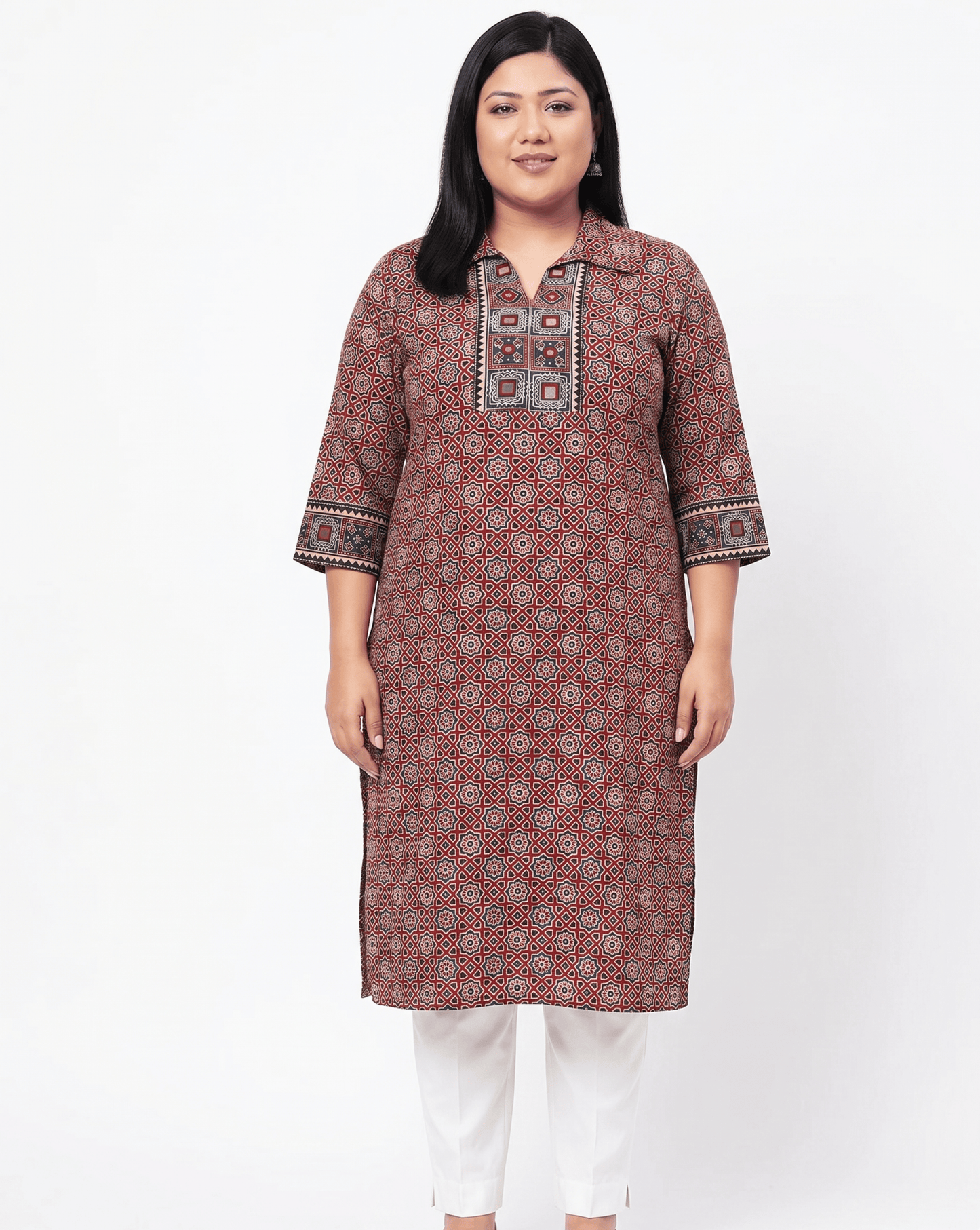 Kanishka Plus Size Collar Long Kurti