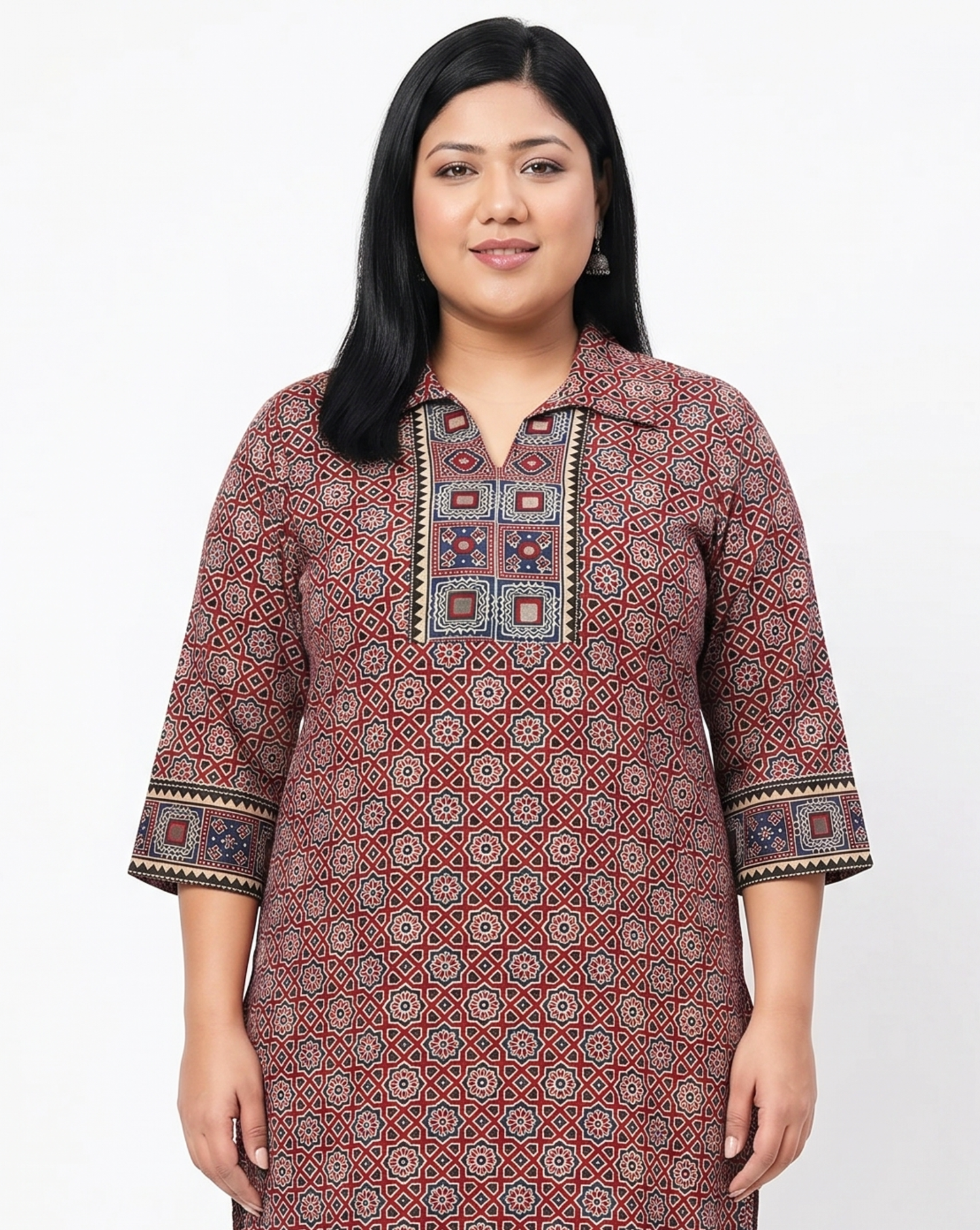 Kanishka Plus Size Collar Long Kurti
