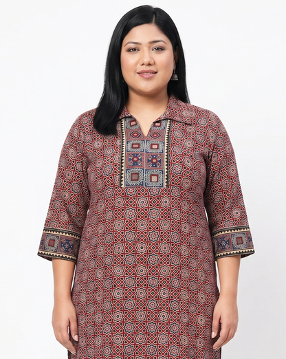 Kanishka Plus Size Collar Long Kurti