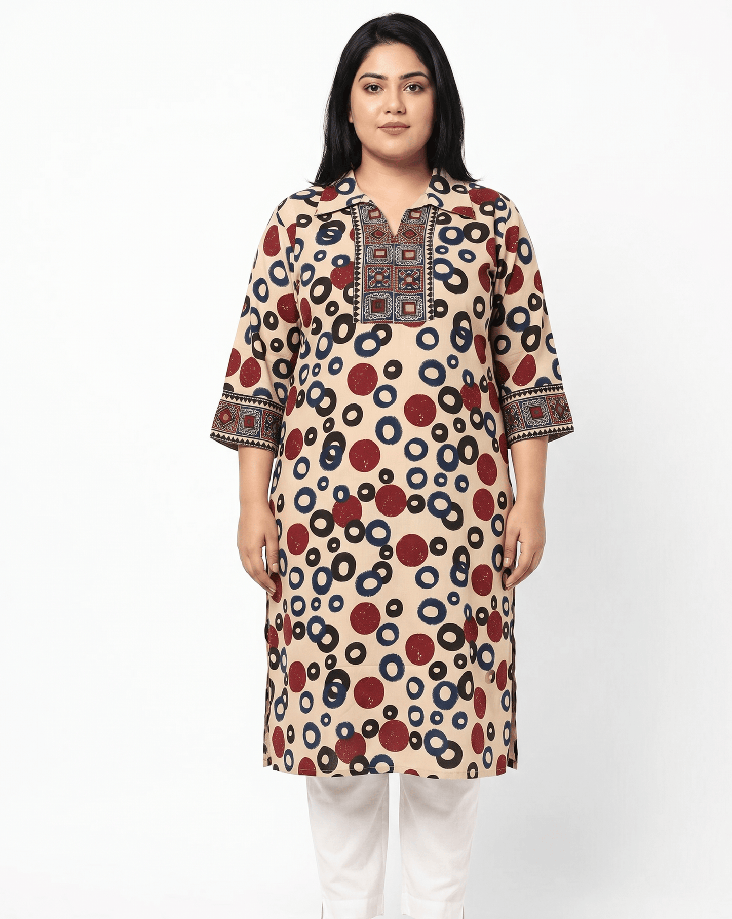 Kanishka Plus Size Collar Long Kurti