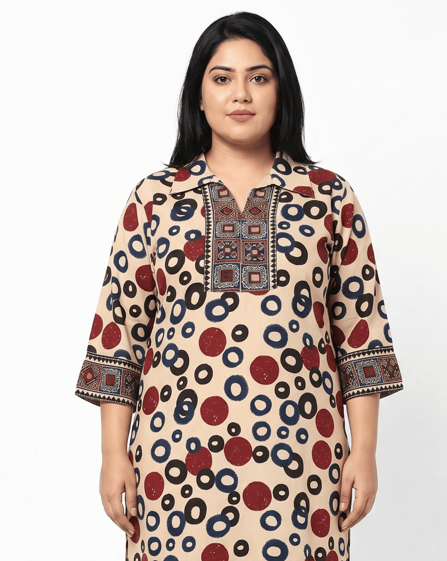 Kanishka Plus Size Collar Long Kurti
