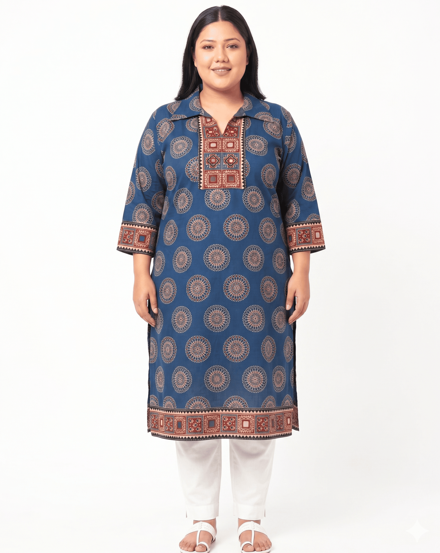 Kanishka Plus Size Collar Long Kurti