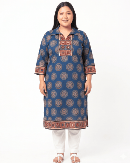 Kanishka Plus Size Collar Long Kurti