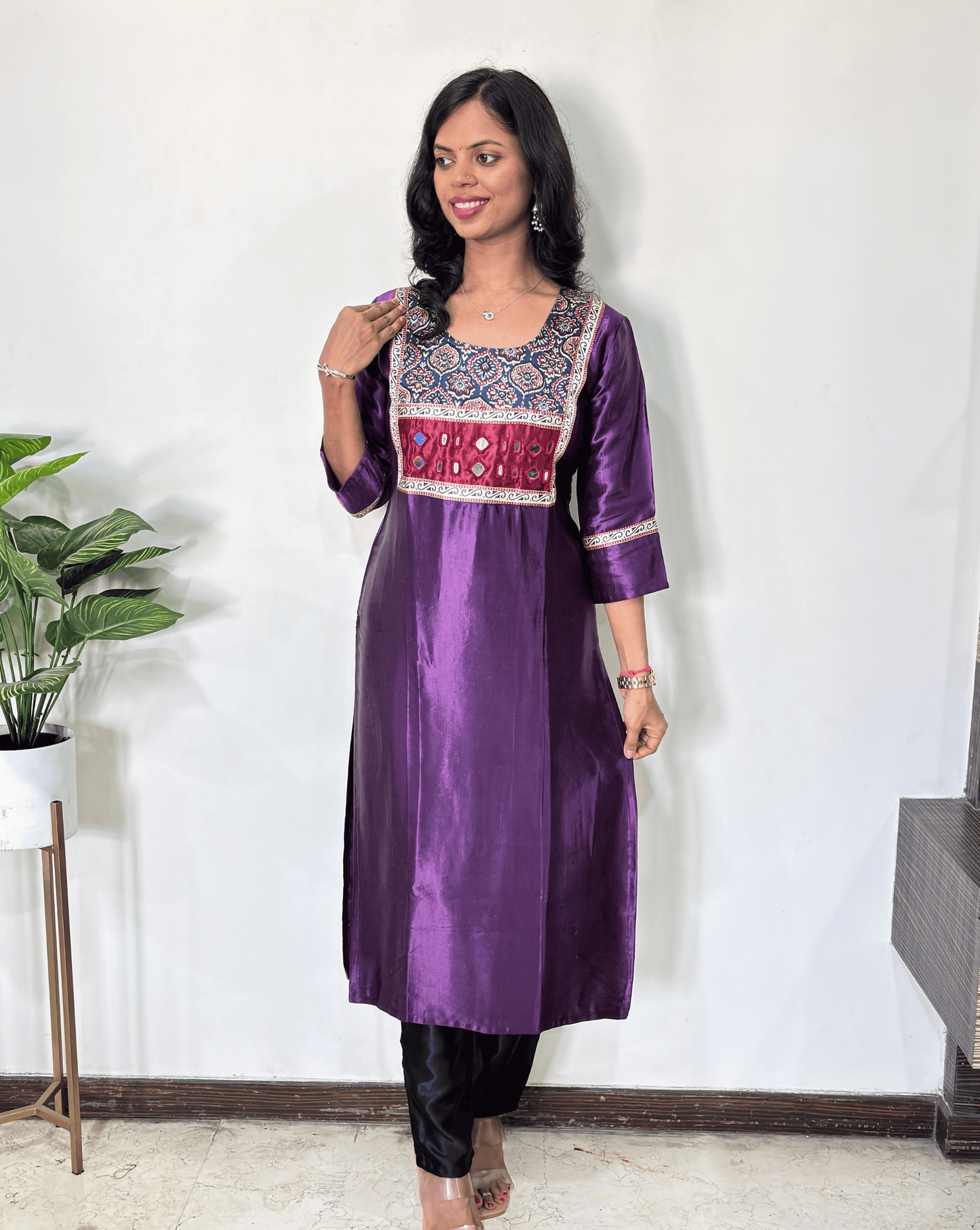 Chandni Mashru Silk Long Kurti