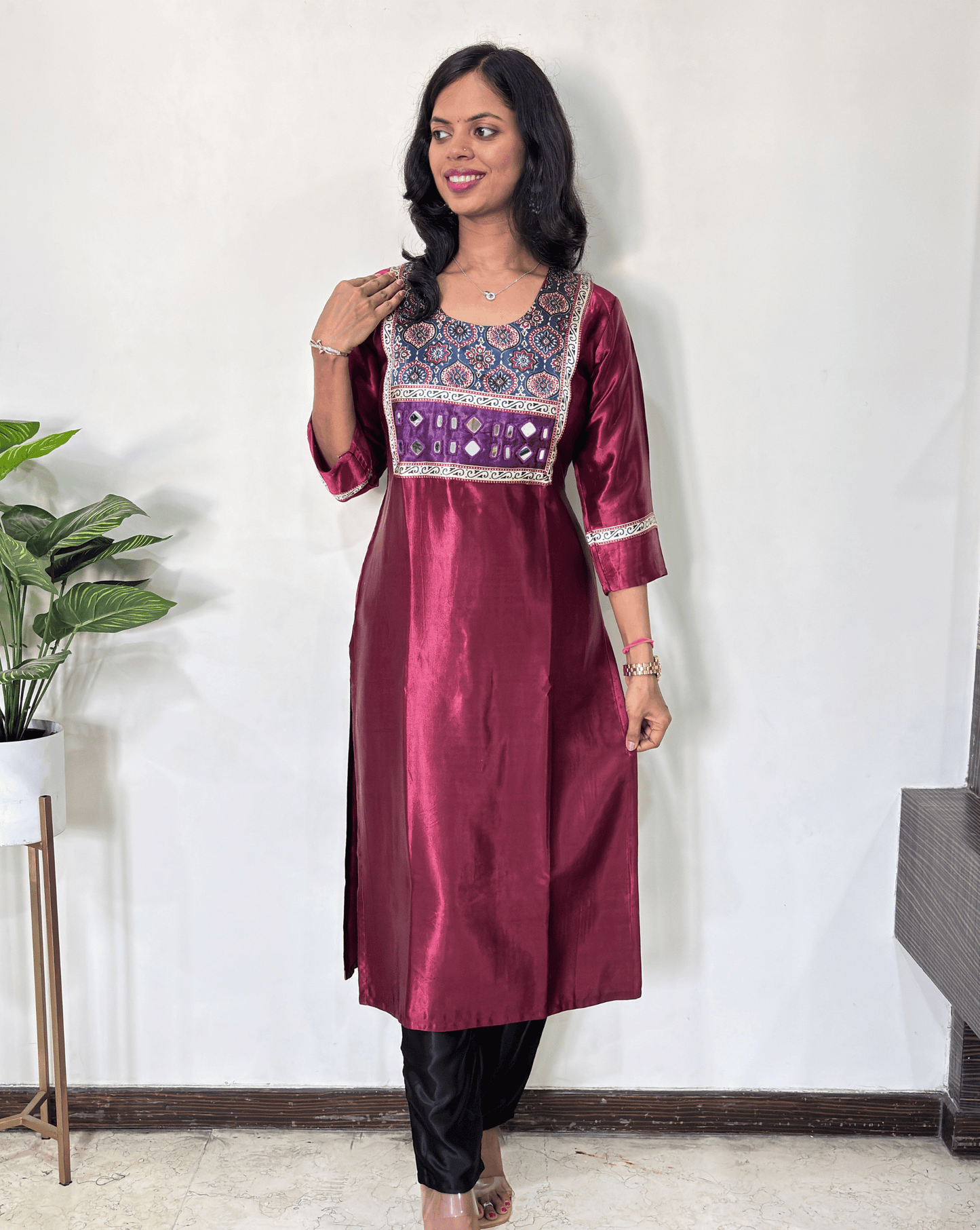 Chandni Mashru Silk Long Kurti