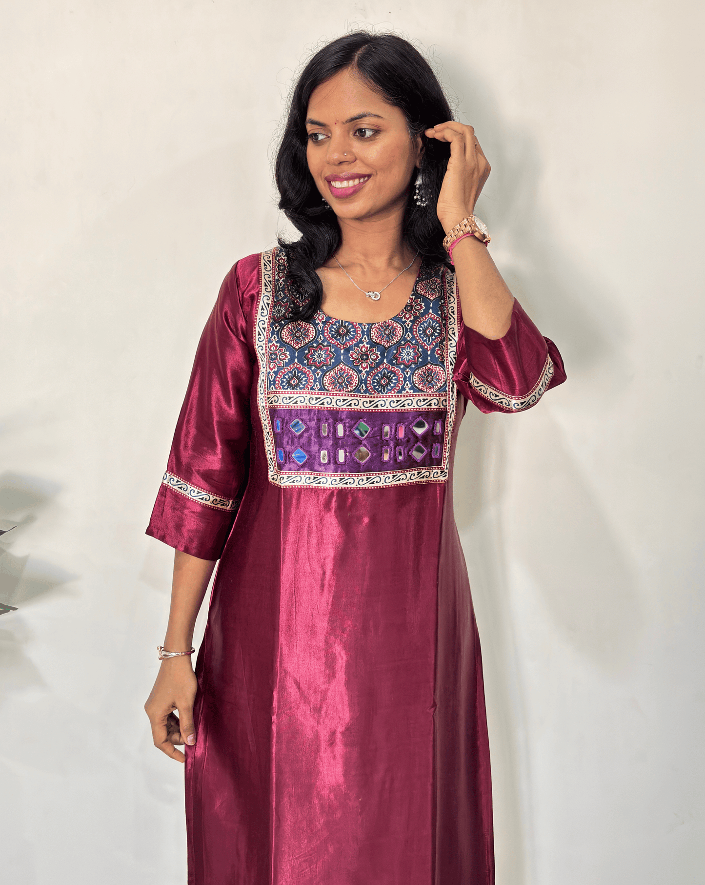 Chandni Mashru Silk Long Kurti