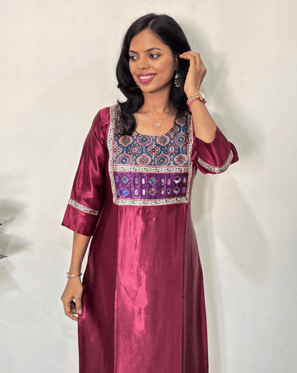 Chandni Mashru Silk Long Kurti